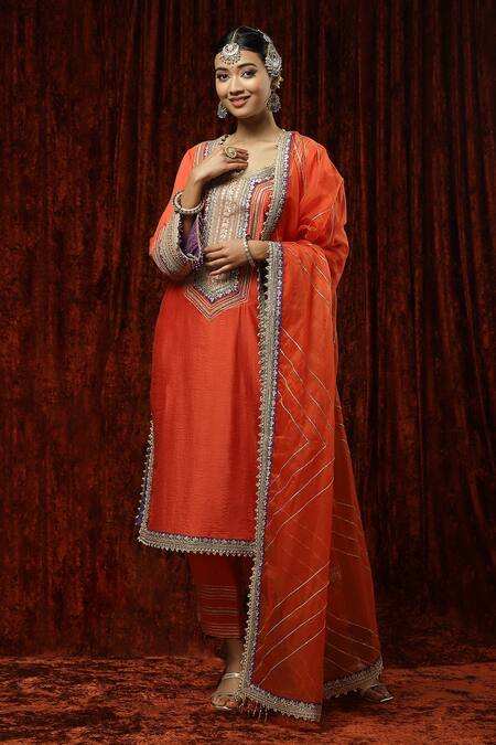 Shikhar Sharma Silk Chanderi Kurta Pant Set 
