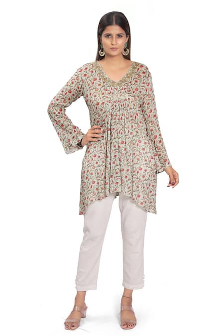 Vana Ethnics Floral Print Asymmetric Tunic 