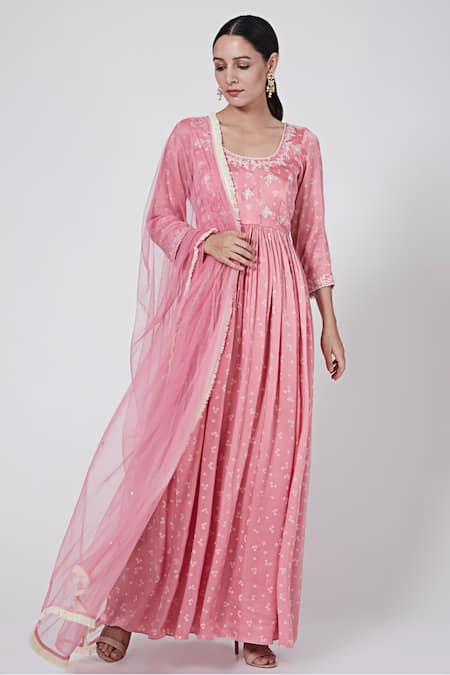 Ruchira Nangalia Bandhani Print Anarkali With Dupatta 