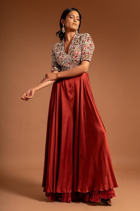 Maroon 2025 skirt jumpsuit