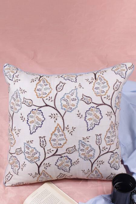 Khaabka Leaf Embroidery Cushion Cover - Set of 2 