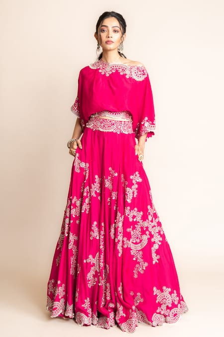 Nupur Kanoi Hand Embroidered Lehenga & Off Shoulder Top Set 