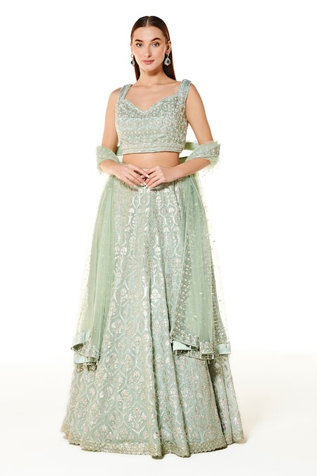 Rabani & Rakha Nadia Floral Jaal Embroidered Bridal Lehenga Set 