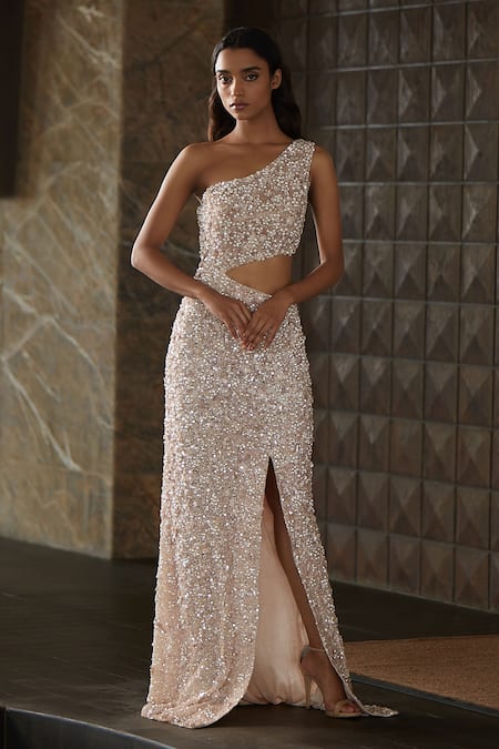 Nadine Dhody Dana Pearl Embroidered Gown 