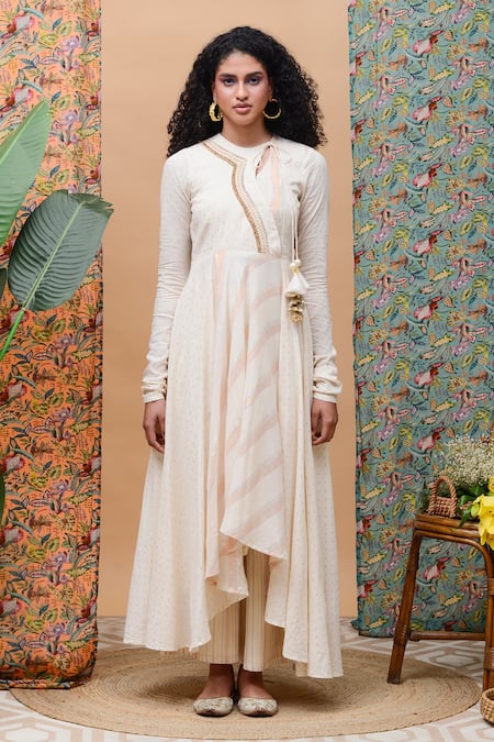 Mirror Work Angrakha Anarkali Kurta – jaipurkurtius