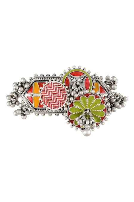 Tribe Amrapali Enamel Work Ghunrgoo Brooch 