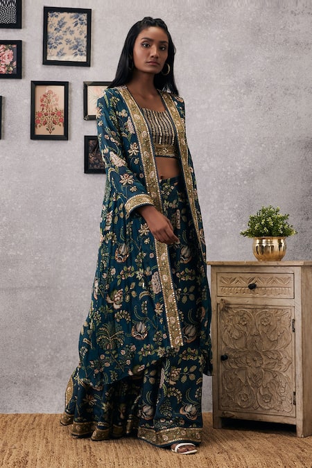 Soup by Sougat Paul Mehr Printed Jacket Lehenga Set 