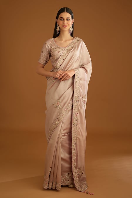 Shyam Narayan Prasad Bouquet Zardozi Work Saree With Blouse 