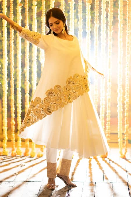 White plain anarkali on sale suit