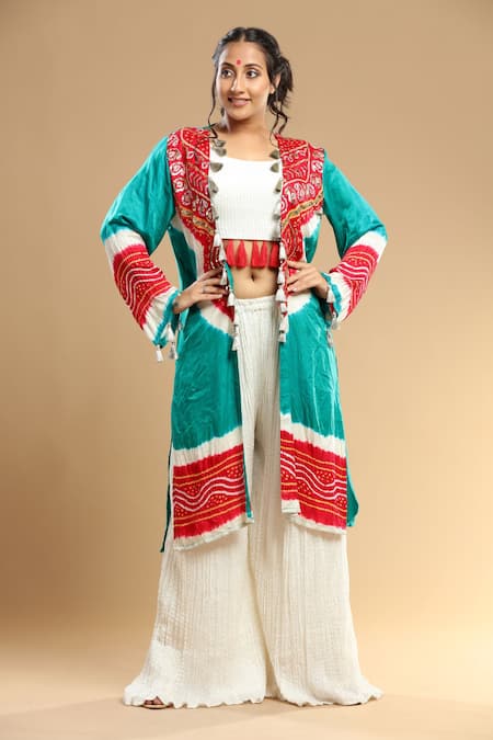 Etasha by Asha Jain Bandhani Jacket & Palazzo Set 