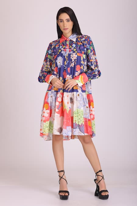 Alpona Designs By Soham Acharya Floral Print Shirt Dress 