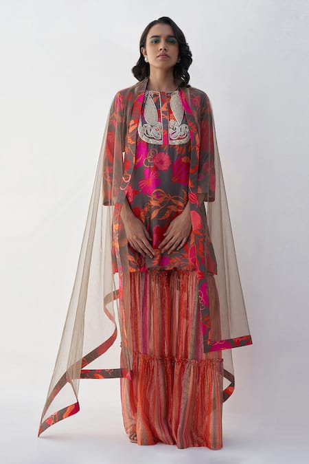 Archana Shah Granduer Straight Kurta Sharara Set 