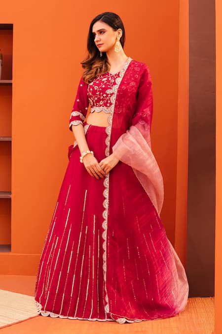 Kesar Studio Linear Embroidered Lehenga Set 