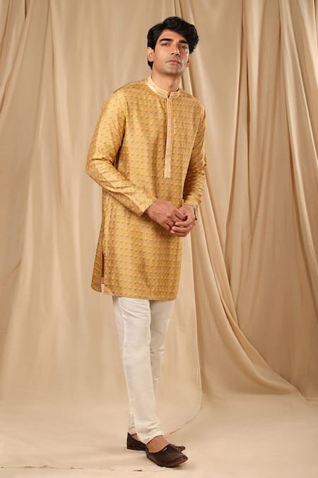 Masaba Beige Raw Silk Printed Wallflower Short Kurta