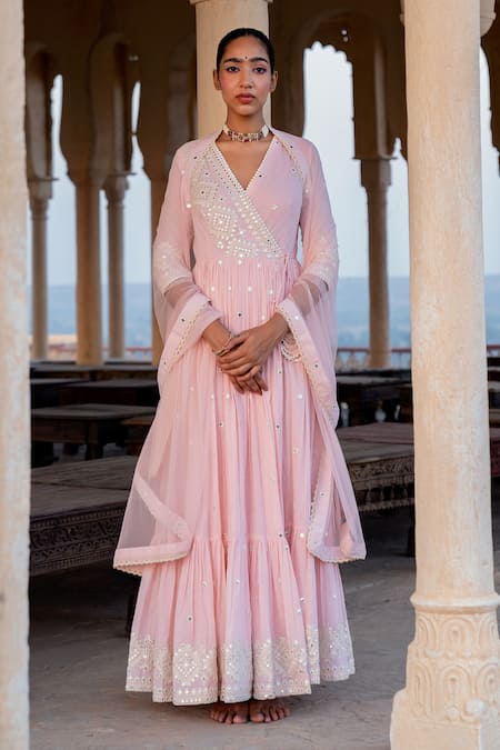 PREEVIN Diamond Angrakha Anarkali With Dupatta 