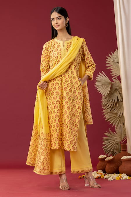 Abbaran Block Print Kurta Palazzo Set 