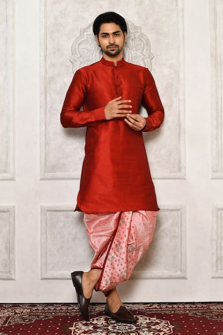 Arihant Rai Sinha Pleated & Floral Pattern Hem Cowl Pant 