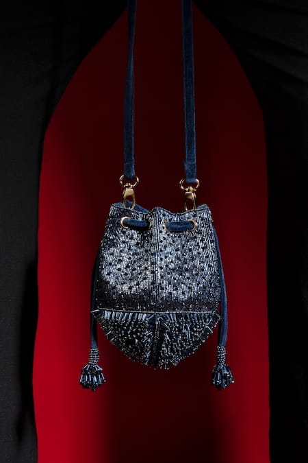 Aomidori Shimai Starship Crystal Embellished Bucket Bag 