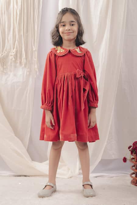 Buy Red One-Shoulder Short Dress Online - Label Ritu Kumar India Store View