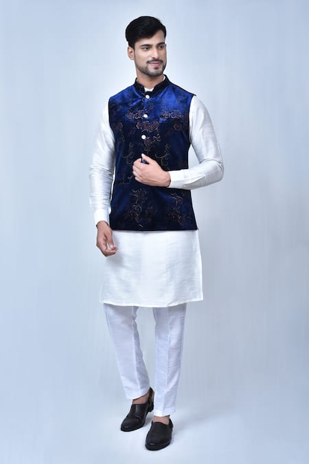 Arihant Rai Sinha Floral Print Velvet Bundi & Kurta Set 