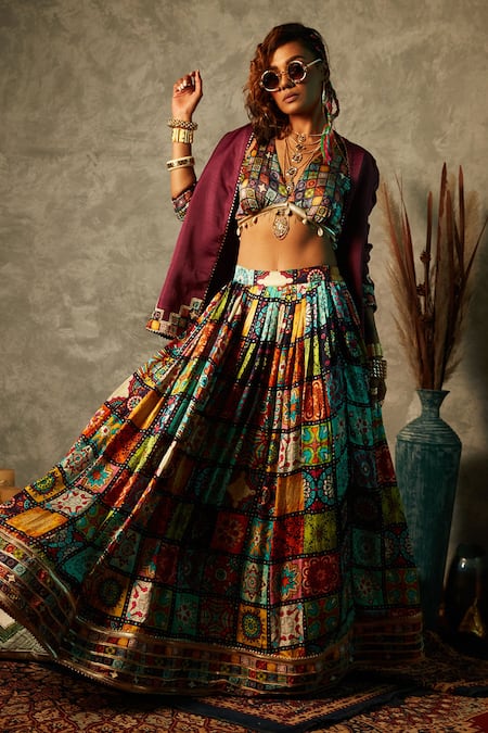 Esha L Amin Big Tile Print Lehenga 