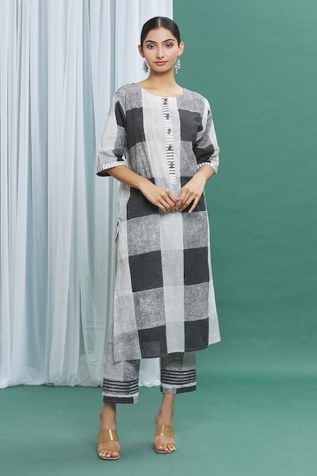 Panghat Collection Designer Cotton Fully Stitched A-Line Kurti & Pant for  Women