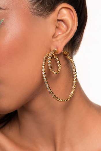 Isharya Gold Plated Cubic Zirconia Embellished Hoops 2
