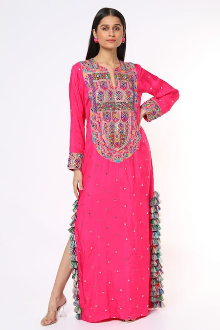 Payal Singhal Silk Yoke Embroidered Kaftan 