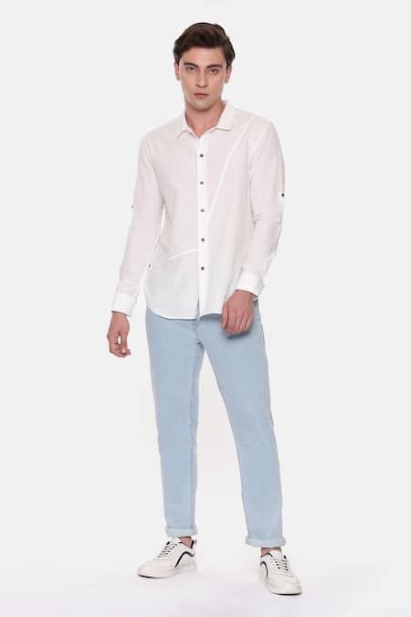 Mayank Modi - Men White Malai Cotton Shirt 