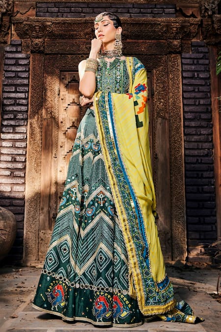 The Royaleum Bandhani Print Bridal Lehenga Set 