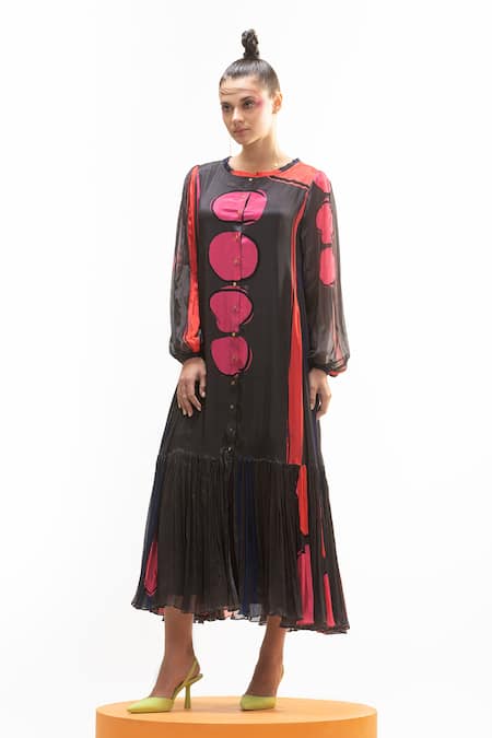 Nautanky Round Neck Gathered Dress 
