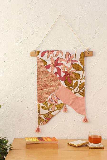 House This Pink Cotton Printed Sajina Wall Art