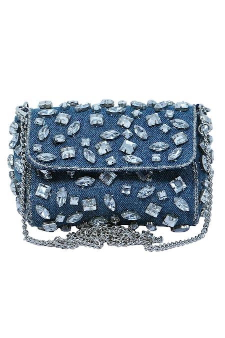 Ginn And Tonik Denim Stone Embellished Sling Bag 