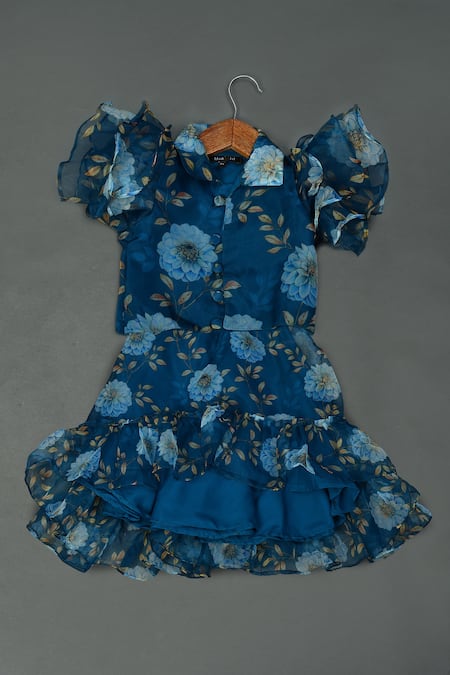 Maaikid Frilly Sleeved Top & Lehenga Set 