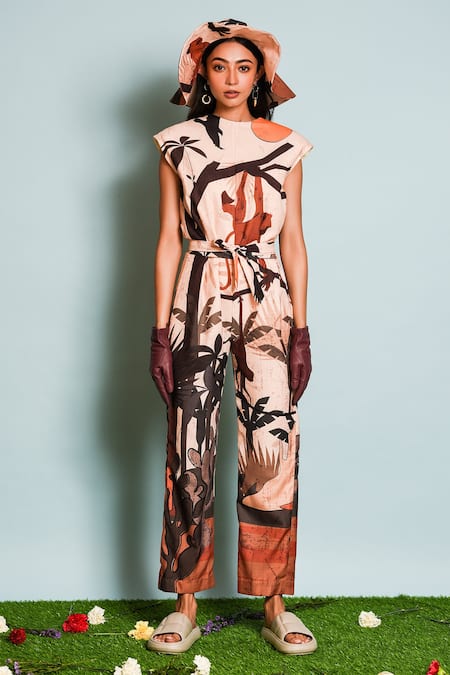 The Dramebaaz Co Safari Print Jumpsuit 