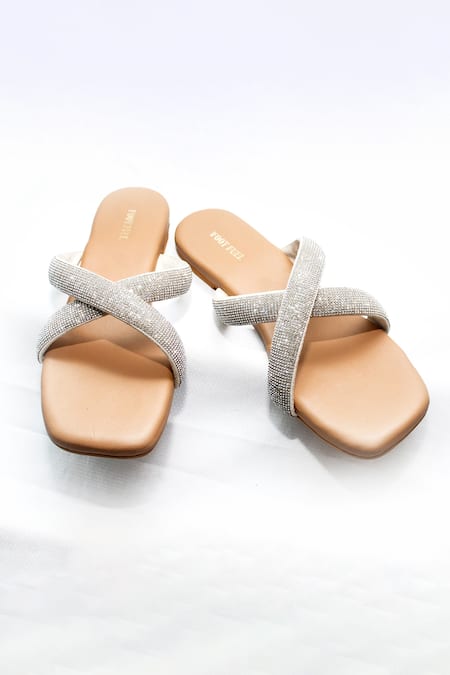 Loxy Orange Croc Pattern Flat Sandals