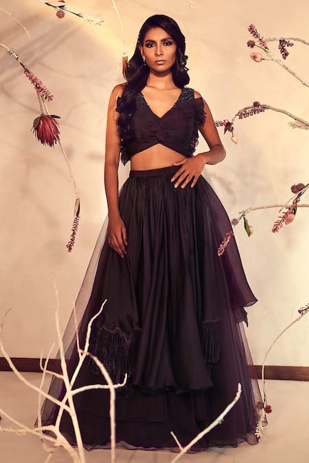Babita Malkani Knotted Top & Lehenga Set 