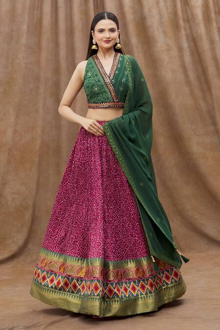 Green upada silk circular lehenga choli 20202C