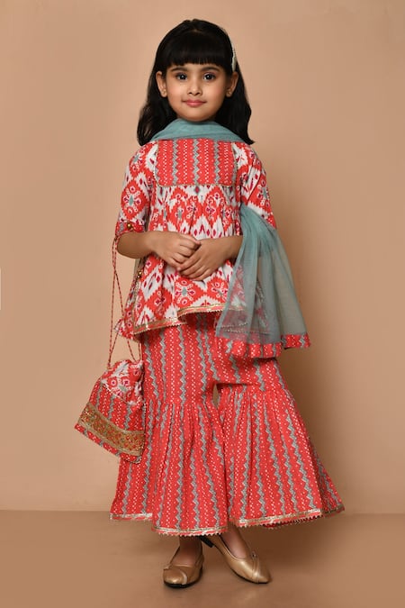 Pankhuri by Priyanka Patola Print Kurta Gharara Set 