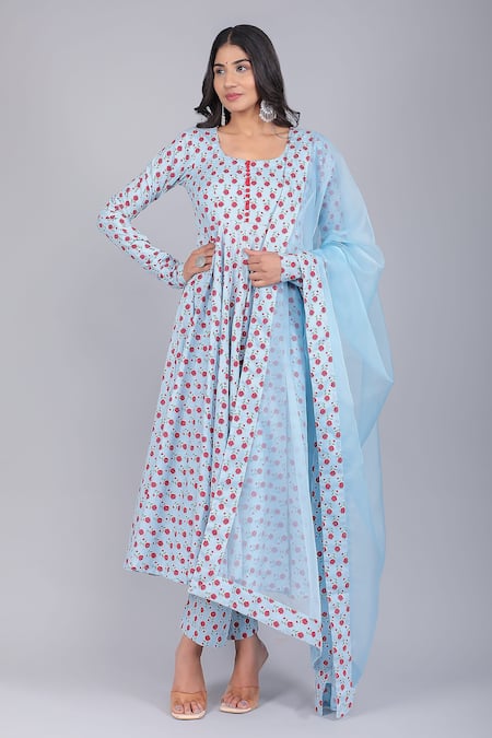 POMCHA JAIPUR Sara Floral Print Anarkali Set 