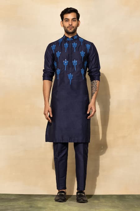 DiyaRajvvir Peacock Feather Acrylic Embroidered Kurta Set 