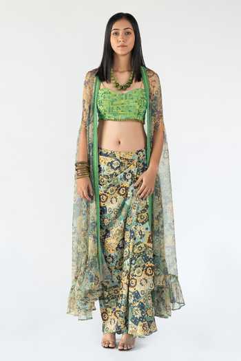 Nikita Vishakha Printed Cape & Skirt Set 