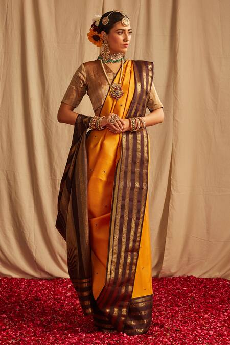 Paaprika Yellow Kanjivaram Silk Handwoven Saree