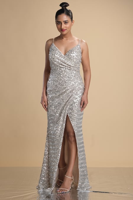 Kommal Sood Sequin Embroidered Overlap Gown 