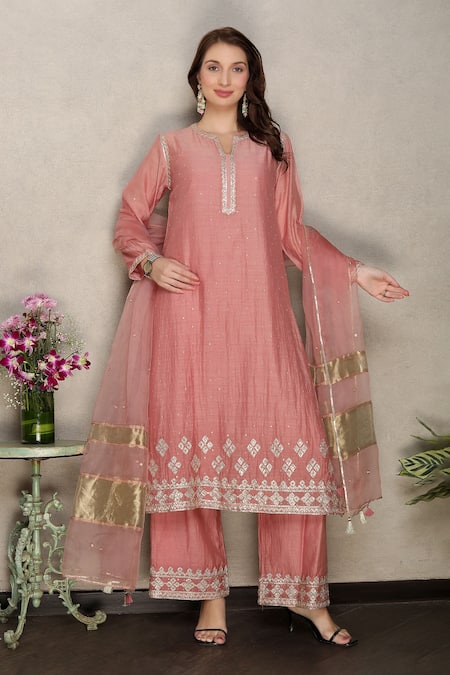 Falguni.Foram Chanderi Silk A-Line Kurta Set 