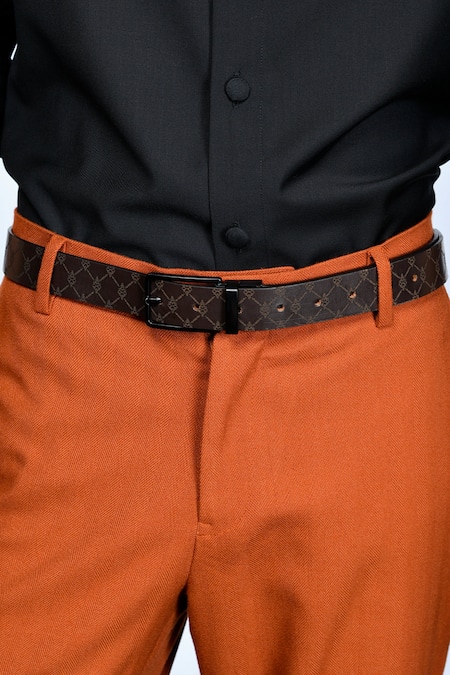 S&N by Shantnu Nikhil Leather Engraved Belt 