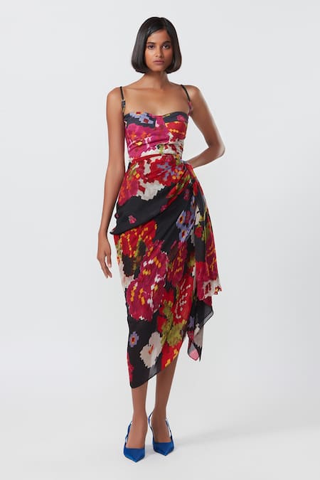 Saaksha & Kinni Floral Print Draped Dress 