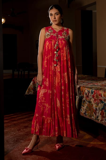 Paulmi and Harsh Flourishing Floral Jaal Print Dress 