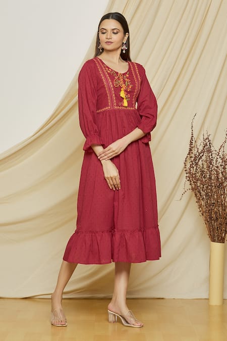 Buy Fashion triangle Women Red Cotton Blend Checkered Dress (XL) Online at  Best Prices in India - JioMart.