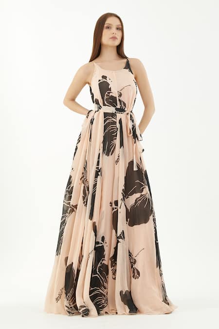 KoAi Hibiscus Pattern Maxi Dress 